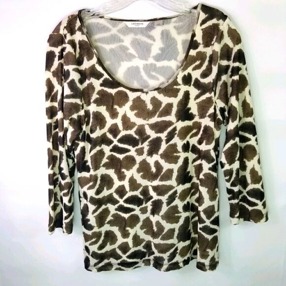 Liz Claiborne Animal Print Top. Size L - Picture 1 of 9